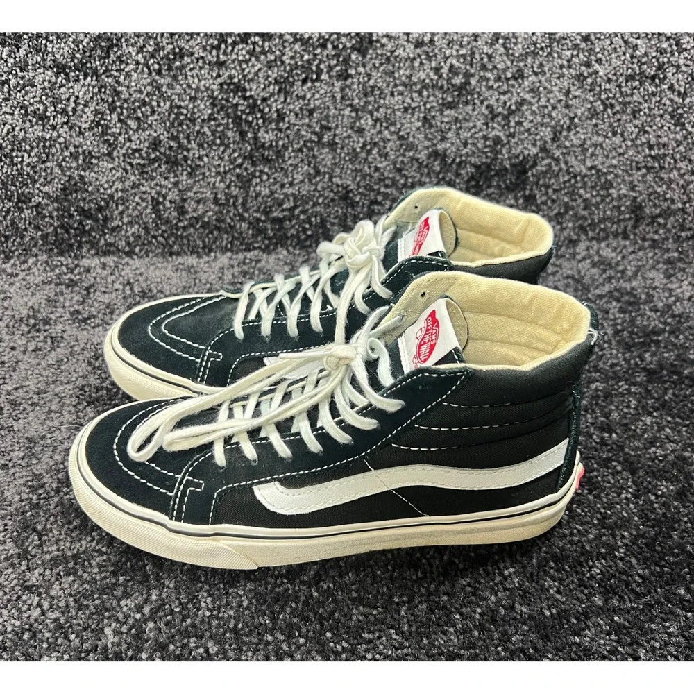 Vans Sk8-Hi‎ High Top Skate Shoes Black White Canvas Suede Classic 5 Men 6.5 W